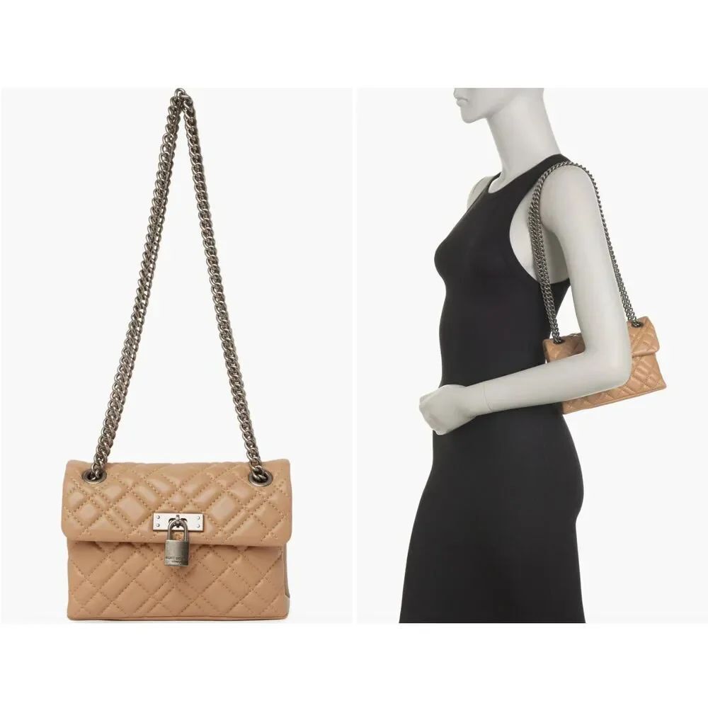 NWT Kurt Geiger London Mini Brixton Quilted Shoulder Bag Light Pastel Brown